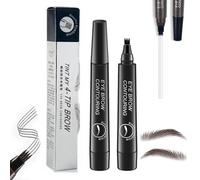2 Pcs Lightsbetter Waterproof Brow Pen, Lightsbetter Eyebrow, Waterproof Eyebrow Pen Lightsbetter, Tint My 4 Tip Brow Waterproof, 4-Tip Eyebrow Pencil, Microblading Eyebrow Pen (Black)