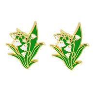 2 Pcs lily of the valley spooky flower enamel pins, gothic spooky metal alloy lapel pins, Halloween birthday theme party accessories