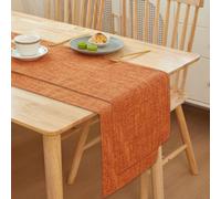 2 Pcs Linen Table Runner, Premium Linen-Polyester Blend Dining Table Runner, Modern Solid Colour Easy Care Table Decor for Kitchen Dining Room Party (orange,30*160cm)