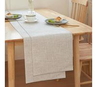 2 Pcs Linen Table Runner, Premium Linen-Polyester Blend Dining Table Runner, Modern Solid Colour Easy Care Table Decor for Kitchen Dining Room Party (rice-white,30*160cm)
