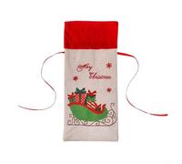 2 pcs linen wine bottle covers with convenient drawstring, designed for party table decoration and packaging wine or bottles of standard size (A)