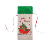 2 pcs linen wine bottle covers with convenient drawstring, designed for party table decoration and packaging wine or bottles of standard size (B)