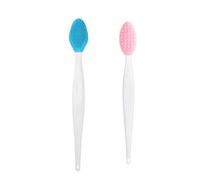 2 Pcs Lip Brush Tool Set,Double-Sided Silicone Exfoliating Lip Brush for Men Wome Double-sided Soft for Smoother and Fuller Lip Appearance (Blue,Pink)