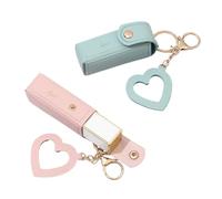 2 Pcs Lipstick Case with Mirror - Portable Lipstick Holder & Lip Gloss Keychain for Women | Protective Lip Balm Organizer in Pink & Green (Compact & Stylish Design)