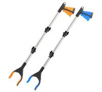 2 PCS Litter Pickers Kit 110cm/43" Reacher Blue Grabber Stick & Orange Helping Hand Grabber Rubbish Picker Grabber Long Reach Grabber for Adults Disabled Elderly