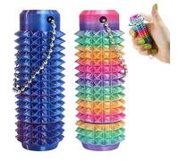 2 Pcs Little Ouchies Pain Fidget Toys Pain Stimming Fidgets, 360 ° Rotation Sensory Toys for Autism 3D Printed Fidget Toy, Colorful Pains Stim Fidgets for Girls 3D Printed Spiky Grippie Stim Keychain