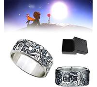 2 PCS Little Prince Ring with Gift Box, The Little Prince Universe Ring, Fairy Tale Rings, Men and Women Fashion Wild Ring Jewelry, Prince Love Symbol Ring, Classic Retro Jewelry (7)