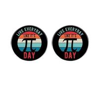 2 Pcs Live Every Day Like It's Pi Day Pin Set - Alloy Badge, Retro Gradient Design, Fun Math Lover Gift for Pi Day Celebration
