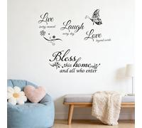 2 PCS Live Laugh Love Wall Stickers Inspirational Quote PVC Waterproof Removable Decals for Home Bedroom Living Room Decor