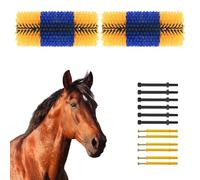 2 Pcs Livestock Scratching Brush - Full Massage Grooming Brush - Horse Cattle Scratcher - Emotionally Soothing - Relieves Itching on Back of Livestock Brushes for Horse, Cattle, Sheep, Pig, Blue-yello