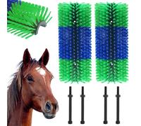 2 Pcs Livestock Scratching Brush - Full Massage Grooming Brush - Horse Cattle Scratcher - Emotionally Soothing - Relieves Itching on Back of Livestock Brushes for Horse, Cattle, Sheep, Pig, Blue-green