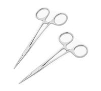 2 Pcs Locking Pliers Piercing Pliers, 12.5cm Self-Locking Fishing Forceps, Multipurpose Stainless Steel Tweezers Pincers with Powerful Serrated Jaw for End Sewing Soldering DIY Crafting Pet Grooming