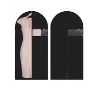 2 Pcs Long Garment Bag, Dress Bag, Garment Bags, Suit Cover with Zip for Hanging Clothes, Dust-Proof Garment Bags with Clear Pockets, Breathable Dress Bags for Suits Coats (120x60cm)