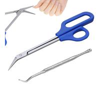 2 PCS Long Handle Toenail Clippers with Nail Picker Easy to Use Toenail Clippers Stainless Steel Nail Scissors Clippers for Women and Men