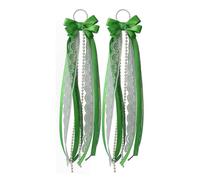 2 Pcs Long Ribbon Gameday Boot Bow for Cowgirl Martin Boots, 2pcs Glitter Pearl Lace Boot Accessories for Women & Girls, DIY Holiday Wedding Birthday School Supplies Gifts (Green)