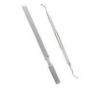 2 PCS Long Steel Nail Files, Manicure Tools Pedicure Tools-Multi-Function Double End Nail Lifter for Onychomycosis, Ingrown Nail，Thick and Fungal Nails with Dual-Ended Toenail Lifter (Silver)
