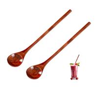 2 Pcs Long Wooden Spoon, 7.8 Inch Wooden Spoons for Cooking with Long Handle for Kitchen Bar Restaurant