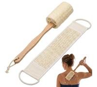 2-Pcs Loofah Back Scrubber, Back Scrubber for Shower, Two-Piece Bathing Set for Back Cleansing, Ten-Centimetre Loofah Segment with Sisal Strap