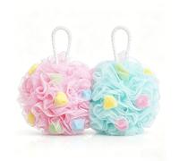 2 Pcs Loofah Sponge Shower Puff, Soft Mesh Bath Sponge for Women and Men, Shower Puff Exfoliating Sponge, Body Scrubber Sponges Bath for Rich Lather (Green+Pink)