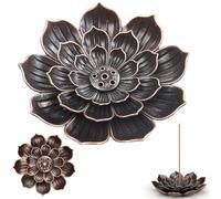 2 Pcs Lotus Incense Holder Set, 2 Large & 2 Small Brass Incense Burners with Ash Catcher, for Stick/Cone/Coil, Yoga Meditation Home Office Decor