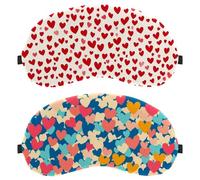 2 PCS Love Heart Pattern Eye Mask, Sleep Mask for Side Sleeper, Soft Sleeping Eye Mask for Women Men, Complete Light Blocking, Zero Pressure Night Blindfold