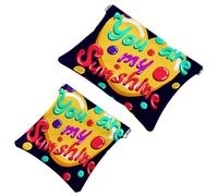 2 PCS Love Heart You are My Sunshine Pocket Cosmetic Bag, Self-Closing Shrapnel Makeup Pouch, Portable No Zipper Mini Travel Make Up Bag for Coin Lipstick Cosmetics Earphones Jewelry Organizer