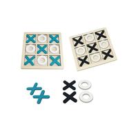 2 Pcs Ludo Game Board,Noughts and Crosses,Wooden Snakes and Ladders Classic Board Games Kit Portable Kids Tic Tac Toe Family Parties Interactive Game Gift for Daily Life,School,Travel(Blue, Black)