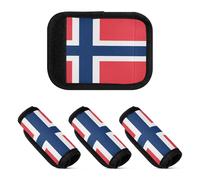 2 Pcs Luggage Handle Wraps Anti-Slip Luggage Handle ID wrap for Suitcases, National Flag of Norway, one sizex4