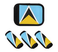 2 Pcs Luggage Handle Wraps Anti-Slip Travel Bag Accessory for Luggage Handle Protection, National Flag of Saint Lucia, one sizex2