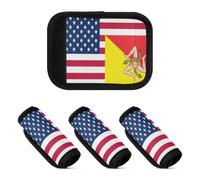 2 Pcs Luggage Handle Wraps Flag Of The United States and Sicilian Stretchy Suitcase Handle Grip for Travel, Flag of the United States and Sicilian, one sizex4
