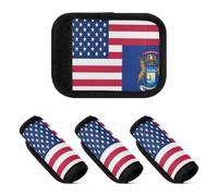 2 Pcs Luggage Handle Wraps Flag Of The United States Michigan Soft Sturdy Suitcase Accessories for Bag Backpack Luggage, Flag of the United States Michigan, one sizex4