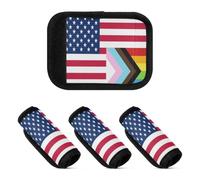 2 Pcs Luggage Handle Wraps Flag Of The United States Progress Pride Flag Rainbow Cushion Luggage Handle Pad for Grocery Shopping Bag, Flag of the United States Progress Pride Flag, one sizex4