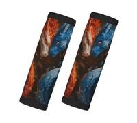2 Pcs Luggage Handle Wraps for Suitcase - Red and Blue Fire Dragon F Luggage Handle Covers - Suitcase Tags Identifiers for Suitcases, Luggage Accessories Travel Essentials for Flying