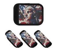 2 Pcs Luggage Handle Wraps Lady Liberty Flag Usa Pride Comfort Luggage Handle ID wrap for Travelling Luggage Identifier