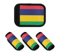 2 Pcs Luggage Handle Wraps Multi-purpose Luggage Handle Covers for Suitcase Travel Bag, National Flag of Mauritius, one sizex4
