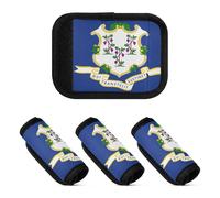 2 Pcs Luggage Handle Wraps Neoprene Suitcase Handle Cover for Travelling Luggage Identifier, Connecticut State Flag, one sizex4
