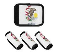 2 Pcs Luggage Handle Wraps Neoprene Suitcase Handle Cover for Travelling Luggage Identifier, Illinois State Flag, one sizex4