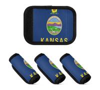 2 Pcs Luggage Handle Wraps Neoprene Suitcase Handle Cover for Travelling Luggage Identifier, Kansas State Flag, one sizex2