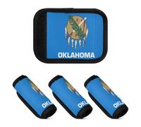 2 Pcs Luggage Handle Wraps Neoprene Suitcase Handle Cover for Travelling Luggage Identifier, Oklahoma State Flag, one sizex4