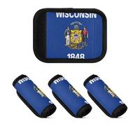 2 Pcs Luggage Handle Wraps Neoprene Suitcase Handle Cover for Travelling Luggage Identifier, Wisconsin State Flag, one sizex4