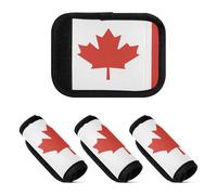 2 Pcs Luggage Handle Wraps Neoprene Suitcase Tag Identifier for Travelling Luggage Identifier, National Flag of Canada, one sizex4