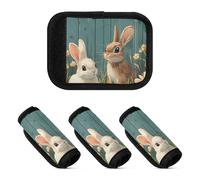 2 Pcs Luggage Handle Wraps Protective Suitcase Handle Cover for Airport Travel Bag, Bunny Flower Hello Design, one sizex4