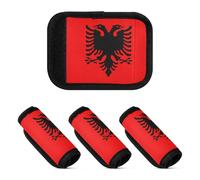 2 Pcs Luggage Handle Wraps Soft Comfy Suitcase Luggage Handle Covers Wraps for Handle Bags, National Flag of Albania, one sizex4