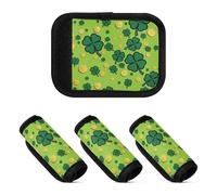 2 Pcs Luggage Handle Wraps Soft Comfy Travel Bag Handle Covers for Travel, Green Clover Gold Coin Dense, one sizex2