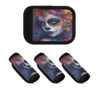 2 Pcs Luggage Handle Wraps Soft Sturdy Travel Bag Handle Covers for Handbag, Dia De Los Muertos Mexican Sugar Skull, one sizex2