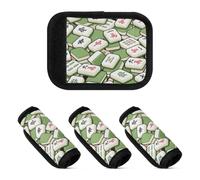 2 Pcs Luggage Handle Wraps Soft Sturdy Travel Bag Handle Covers for Handbag, Mahjong Chinese Green, one sizex4
