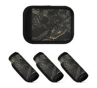 2 Pcs Luggage Handle Wraps Soft Sturdy Travel Bag Handle Covers for Handbag, old slow style Cobra Midnight black gold, one sizex2