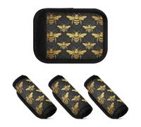 2 Pcs Luggage Handle Wraps Soft Sturdy Travel Bag Handle Covers for Handbag, Queen Bee Black Golden Vintage1, one sizex4