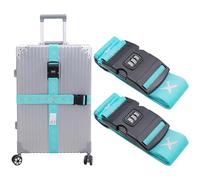 2 PCS Luggage Straps with Coded Lock, 200cm Adjustable Travel Packing Belt, Heavy Duty Suitcase Connector Straps for Mark Luggage, Easy to Recognize (Blue)