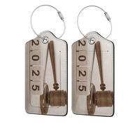 2 Pcs Luggage Tag for Suitcase 2025 Law PU Leather Privacy Cover ID Label with Stainless Steel Loop and Address Card for Travel Suitcase Bag